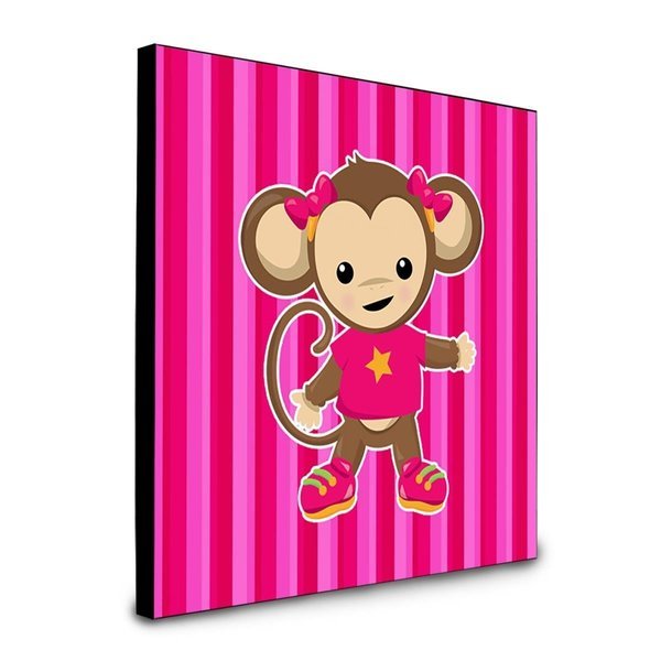 8 x 8 x 0.625 in. Monkey on Pink Stripes Artwork Panel Wall Decor, Carolines Treasures, Mfr#: BB7020UP88